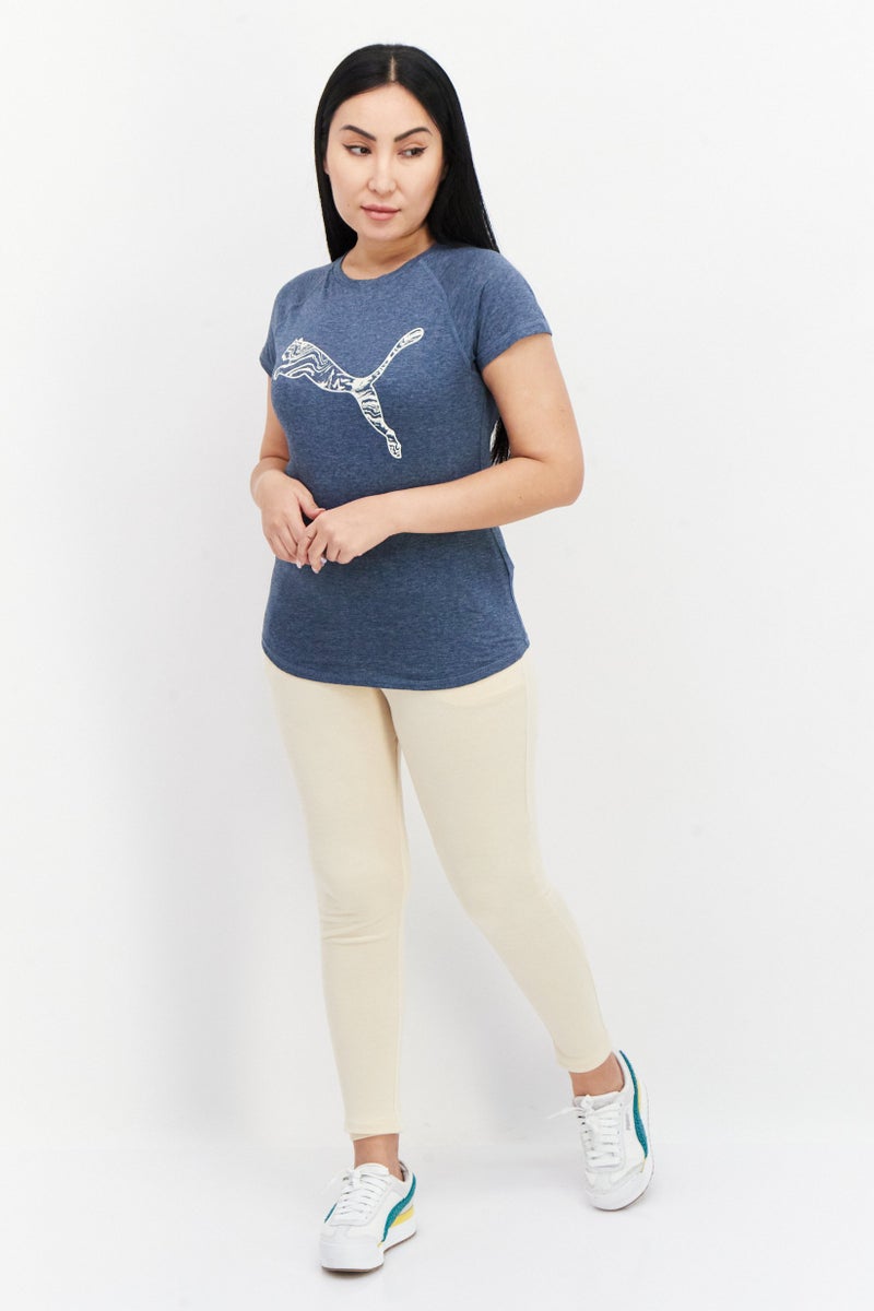 PUMA تي شيرت تدريب قصير الأكمام للنساء، مجموعة أزرق داكن - Image 4